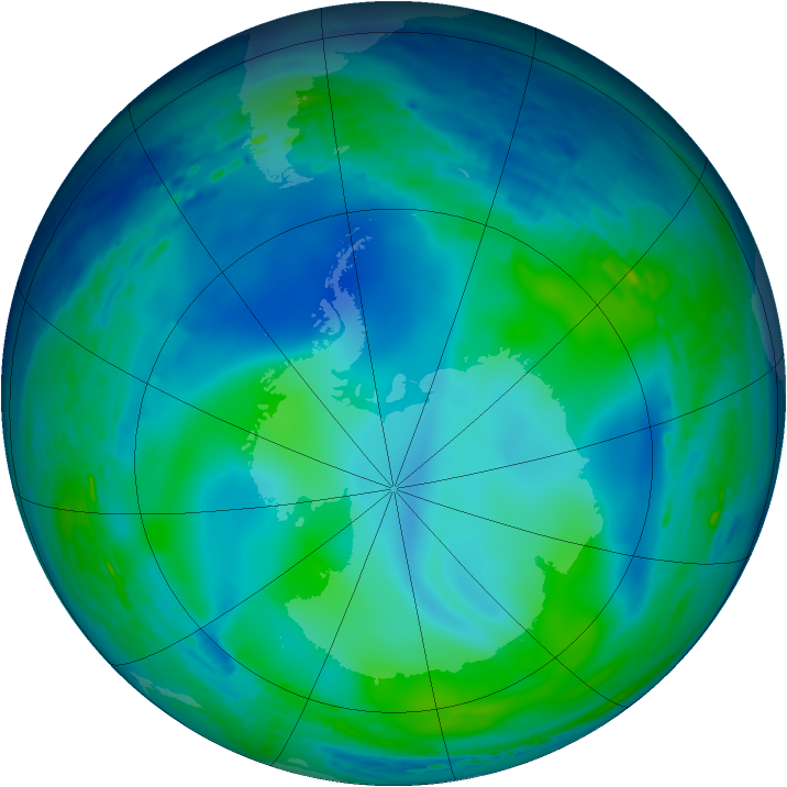 Antarctic ozone map for 25 May 1993